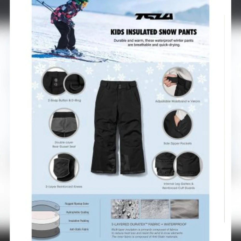 TSLA Youth Snow Pants Winter Waterproof Insulated Ski/ Snowboard Sz 14/16y